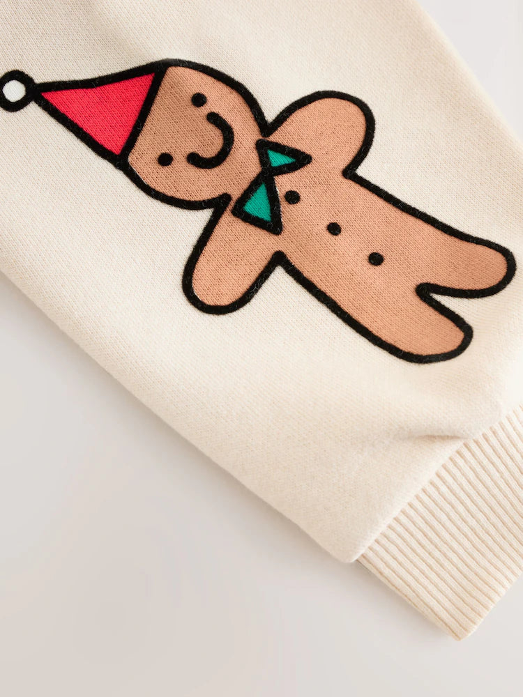 |Boy| Moletom De Malha Com Gola Redonda Ecru Branco De Natal (3 meses a 7 anos)