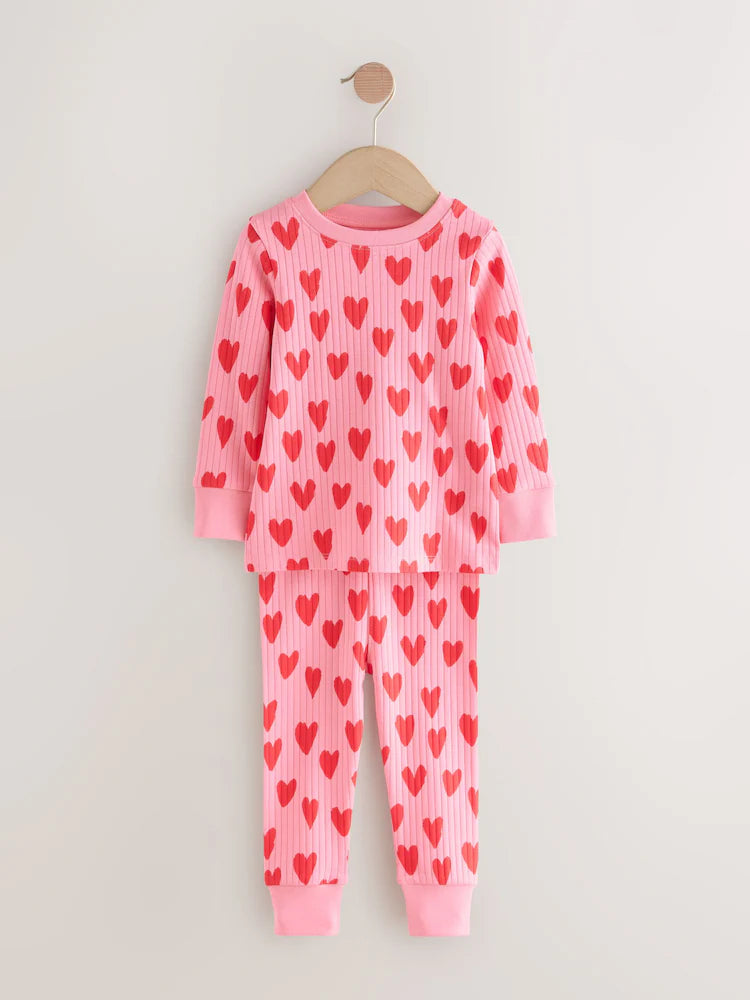 |Girl| Pijama Snuggle Com Corações Vermelhos/Rosa, Pacote com 1 Unidade (9 meses a 10 anos)
