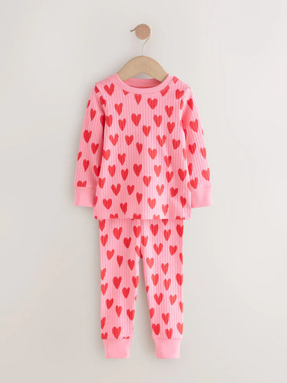 |Girl| Pijama Snuggle Com Corações Vermelhos/Rosa, Pacote com 1 Unidade (9 meses a 10 anos)