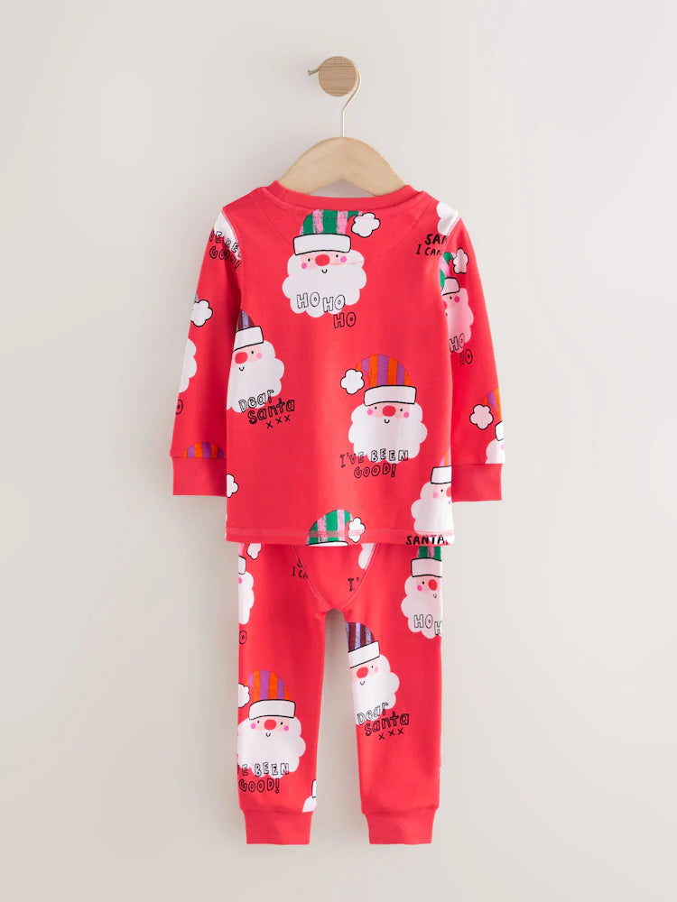 |Girl| Pijama De Natal Papai Noel Vermelho/Azul - Pacote com 2 (9 meses a 12 anos)