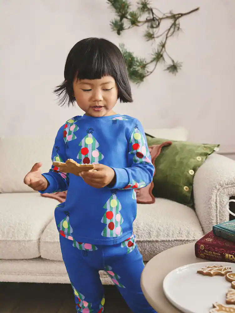 |Girl| Pijama De Natal Papai Noel Vermelho/Azul - Pacote com 2 (9 meses a 12 anos)