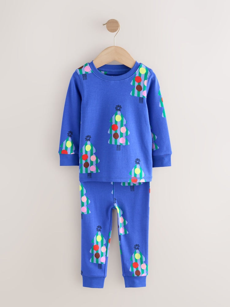 |Girl| Pijama De Natal Papai Noel Vermelho/Azul - Pacote com 2 (9 meses a 12 anos)