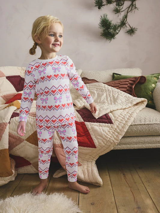 |Girl| Pijama De Natal Com Estampa De Neve Branca (9 meses a 16 anos)