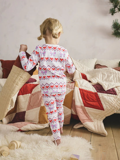 |Girl| Pijama De Natal Com Estampa De Neve Branca (9 meses a 16 anos)