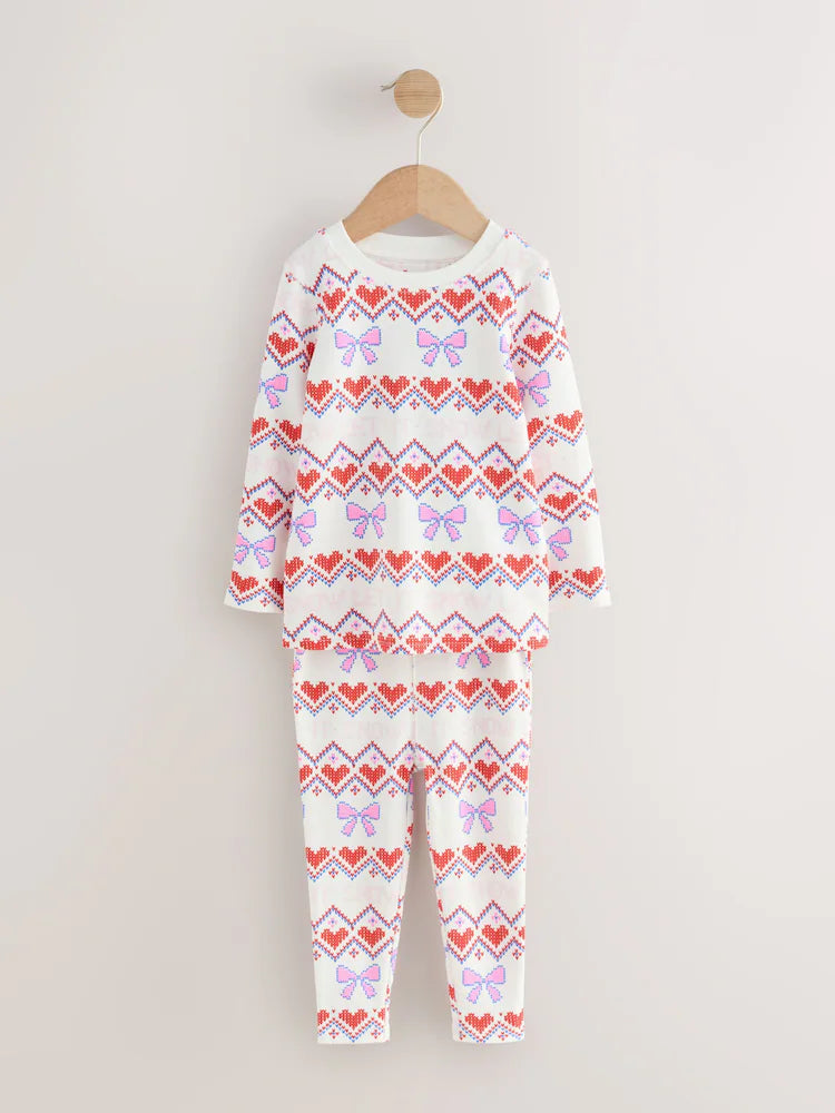 |Girl| Pijama De Natal Com Estampa De Neve Branca (9 meses a 16 anos)