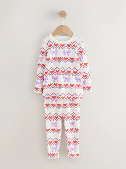 |Girl| Pijama De Natal Com Estampa De Neve Branca (9 meses a 16 anos)