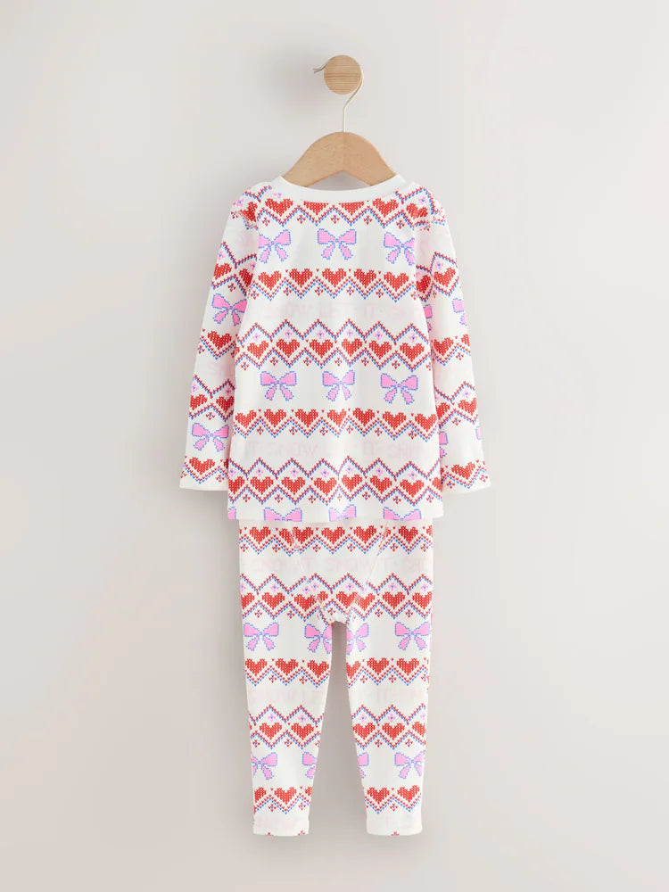 |Girl| Pijama De Natal Com Estampa De Neve Branca (9 meses a 16 anos)