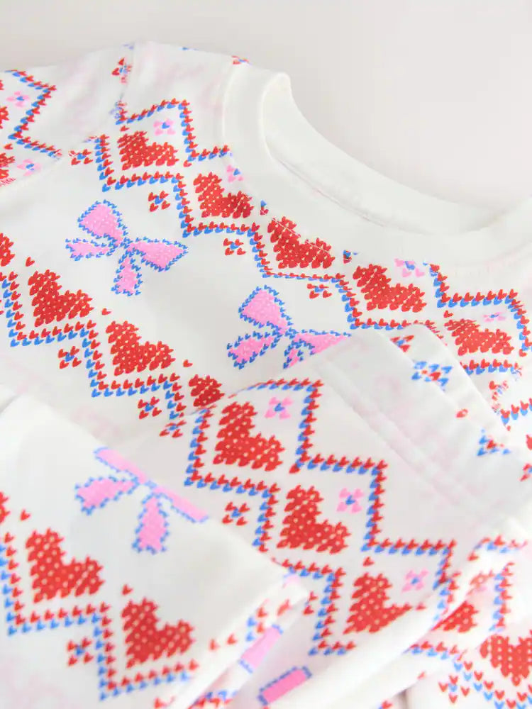 |Girl| Pijama De Natal Com Estampa De Neve Branca (9 meses a 16 anos)