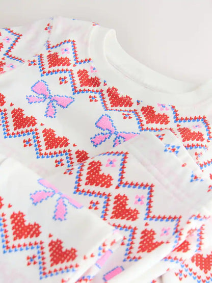 |Girl| Pijama De Natal Com Estampa De Neve Branca (9 meses a 16 anos)