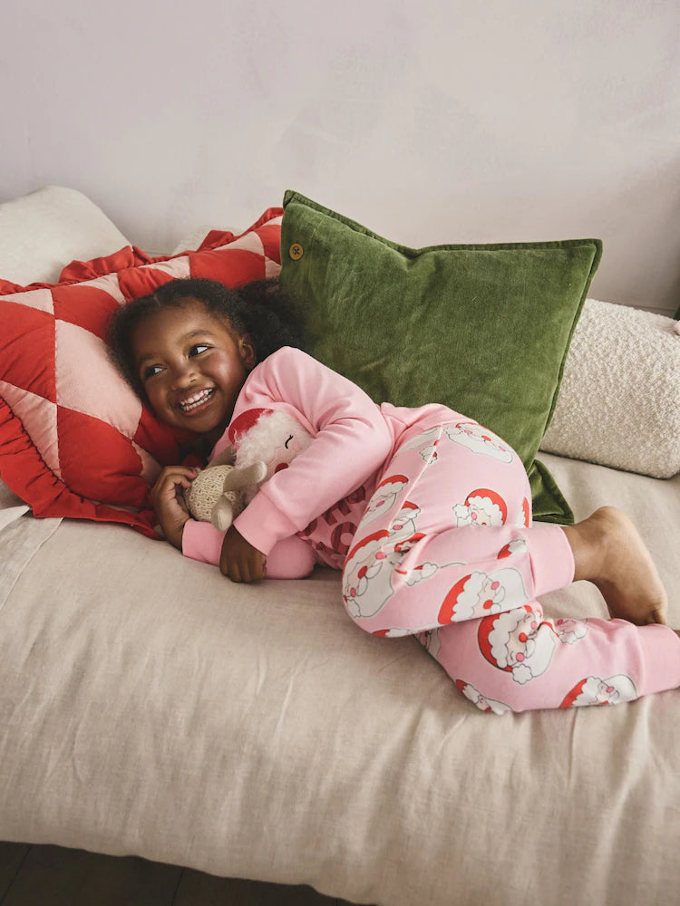 |Girl| Pijama De Natal Rosa Papai Noel (9 meses a 12 anos)