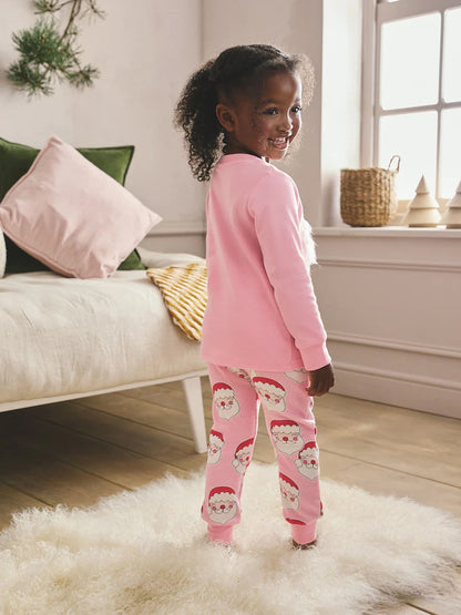|Girl| Pijama De Natal Rosa Papai Noel (9 meses a 12 anos)