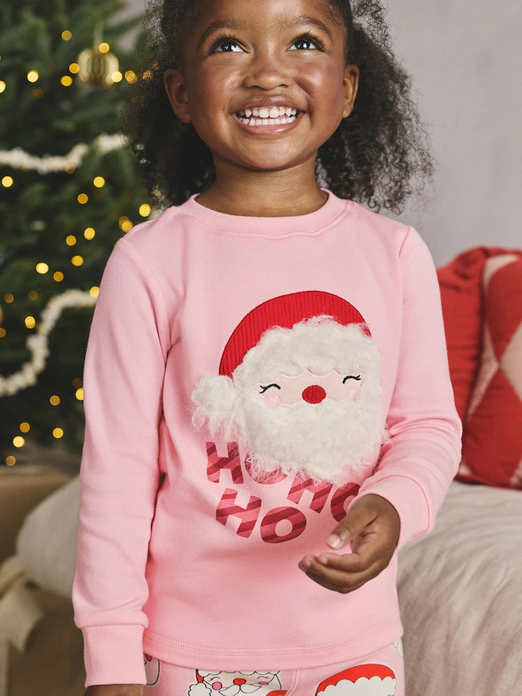 |Girl| Pijama De Natal Rosa Papai Noel (9 meses a 12 anos)