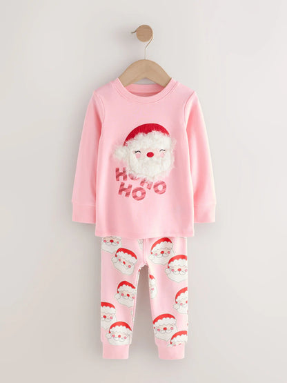 |Girl| Pijama De Natal Rosa Papai Noel (9 meses a 12 anos)