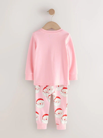 |Girl| Pijama De Natal Rosa Papai Noel (9 meses a 12 anos)