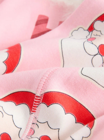 |Girl| Pijama De Natal Rosa Papai Noel (9 meses a 12 anos)
