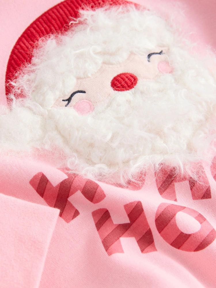 |Girl| Pijama De Natal Rosa Papai Noel (9 meses a 12 anos)