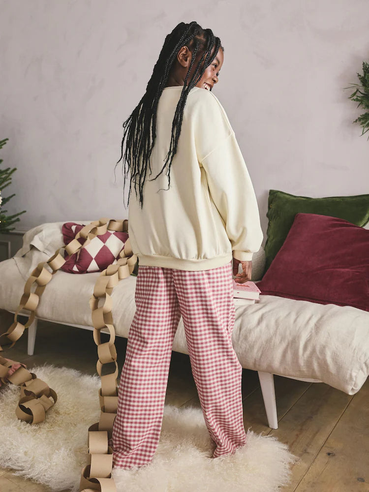 |BigGirl| Pijama de Papai Noel Vermelho/Cru (2-16 anos)