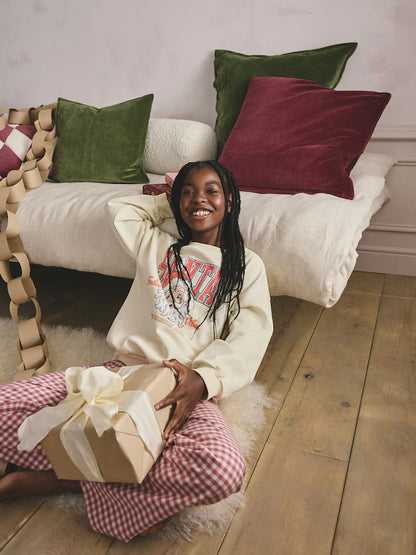 |BigGirl| Pijama de Papai Noel Vermelho/Cru (2-16 anos)