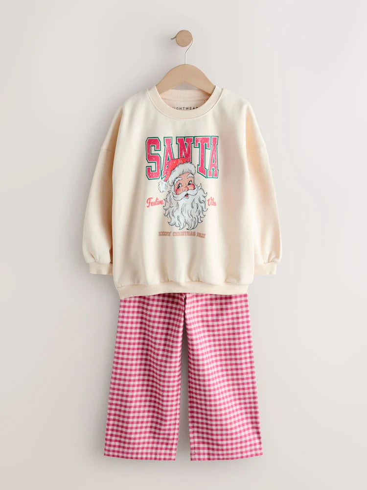 |BigGirl| Pijama de Papai Noel Vermelho/Cru (2-16 anos)