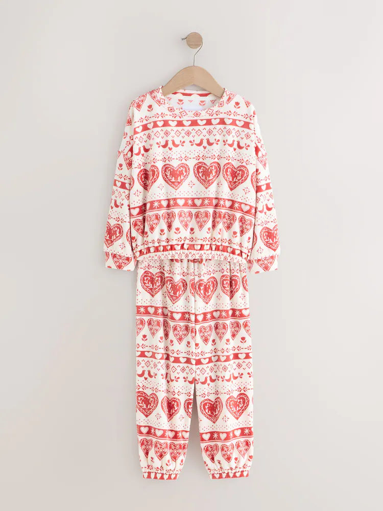 |BigGirl| Pijama De Lã Aconchegante De Natal Fairisle Vermelho/cru (3-16 anos)