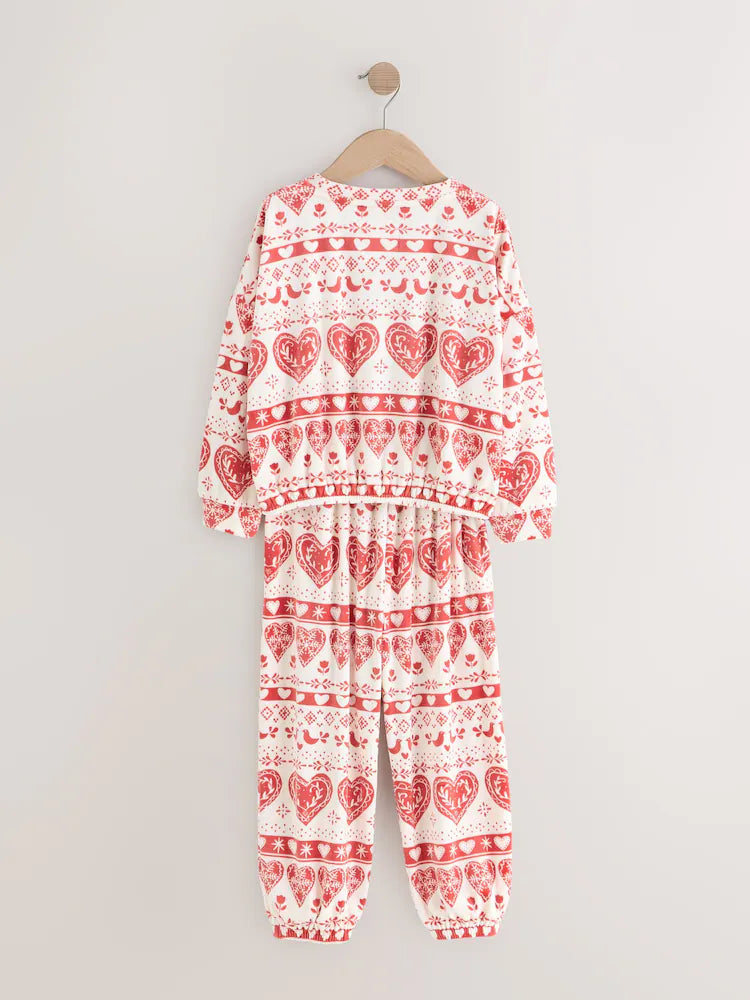 |BigGirl| Pijama De Lã Aconchegante De Natal Fairisle Vermelho/cru (3-16 anos)