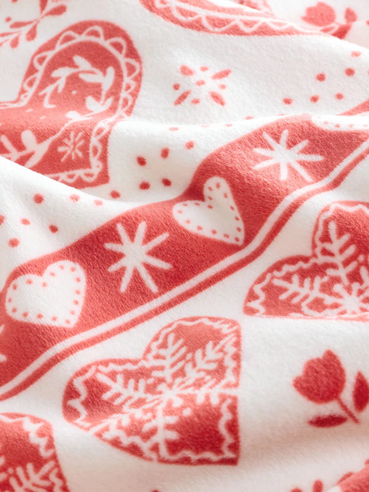 |BigGirl| Pijama De Lã Aconchegante De Natal Fairisle Vermelho/cru (3-16 anos)