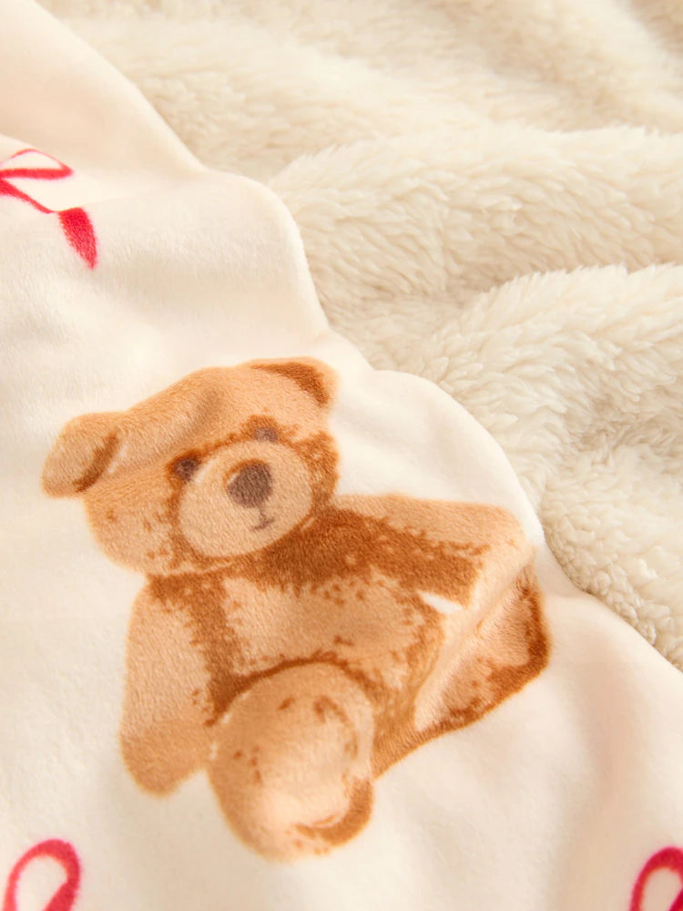 |BigGirl| Conjunto De Pijama De Lã Com Apliques De Urso Creme (12 meses a 16 anos)