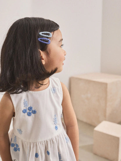 |Girl| Conjunto Coordenado De Blusa e Calça Bordadas Azul/Brancas (3 meses a 8 anos)