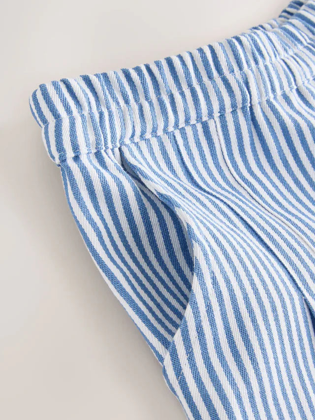 |Girl| Conjunto Coordenado De Blusa e Calça Bordadas Azul/Brancas (3 meses a 8 anos)