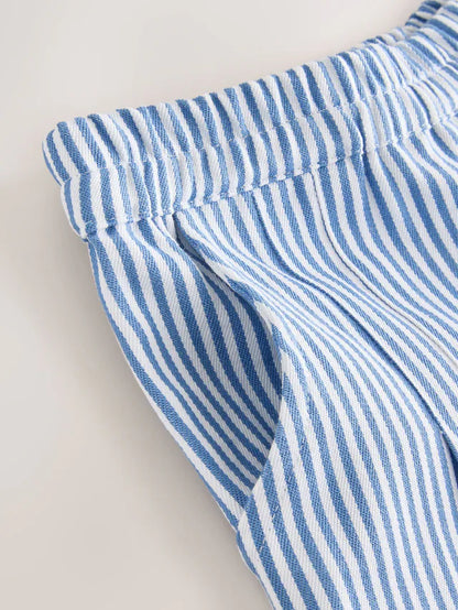 |Girl| Conjunto Coordenado De Blusa e Calça Bordadas Azul/Brancas (3 meses a 8 anos)