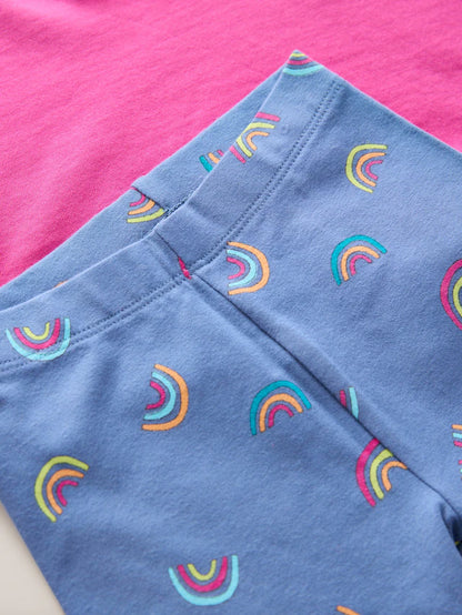 |Girl| Conjunto De Camiseta De Manga Curta e Shorts De Ciclismo Rosa Arco-Iris (3 meses a 6 anos)