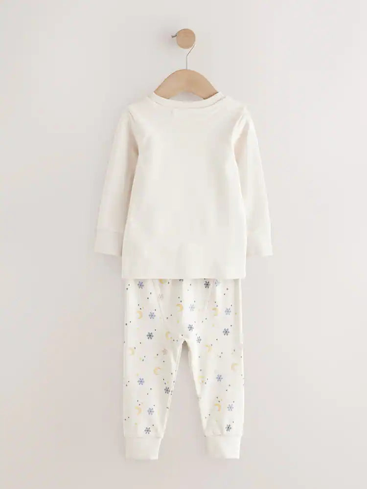 |Girl| Pijama De Natal Com Estampa De Cavalo Azul Marinho/Creme, Pacote Com 2 (9 meses a 12 anos)