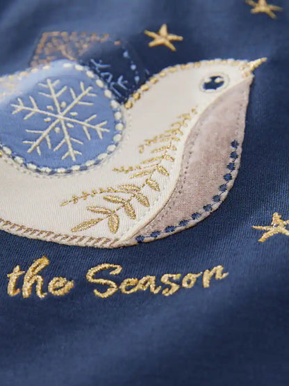 |Girl| Pijama De Natal Com Estampa De Cavalo Azul Marinho/Creme, Pacote Com 2 (9 meses a 12 anos)