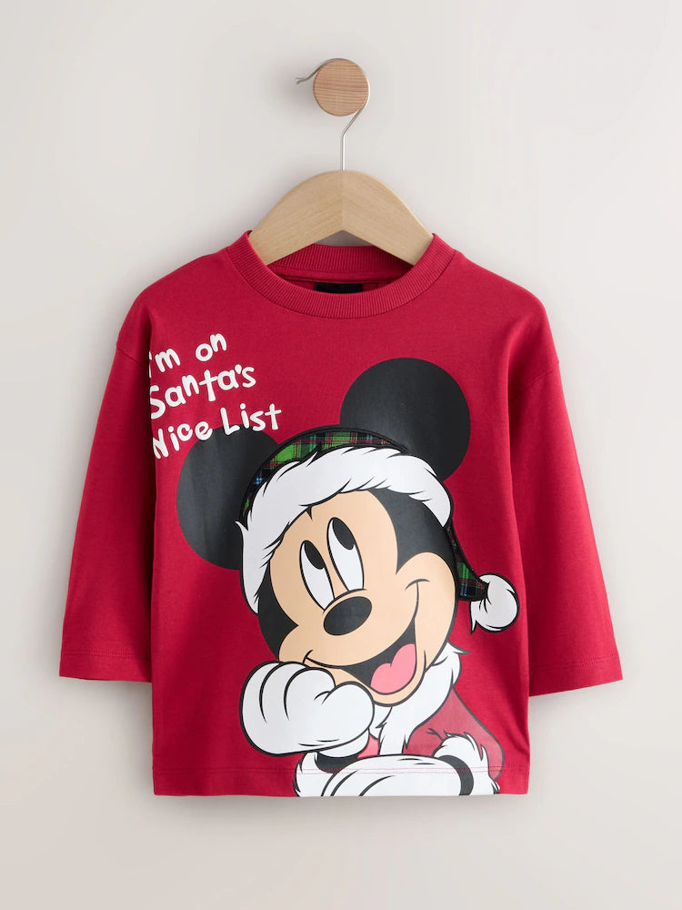 |Boy| Camiseta vermelha De Manga Comprida Do Mickey Mouse De Natal (3 meses a 8 anos)