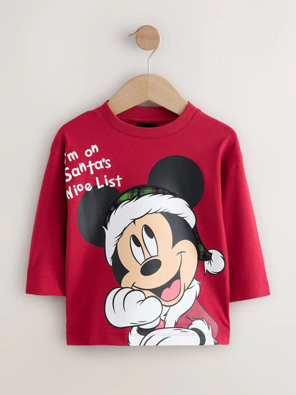|Boy| Camiseta vermelha De Manga Comprida Do Mickey Mouse De Natal (3 meses a 8 anos)