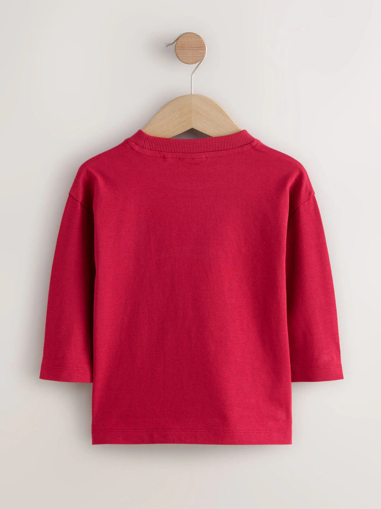 |Boy| Camiseta vermelha De Manga Comprida Do Mickey Mouse De Natal (3 meses a 8 anos)