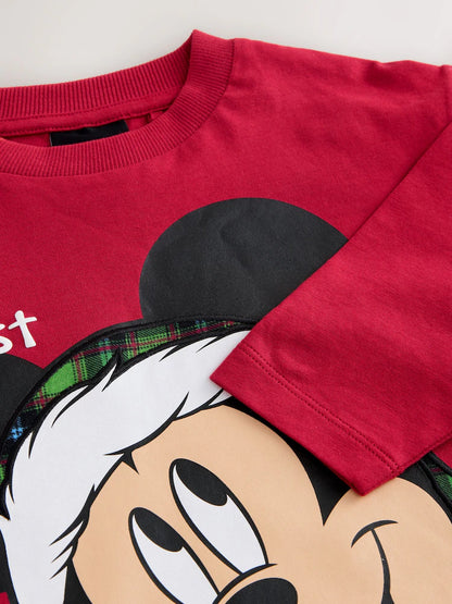 |Boy| Camiseta vermelha De Manga Comprida Do Mickey Mouse De Natal (3 meses a 8 anos)