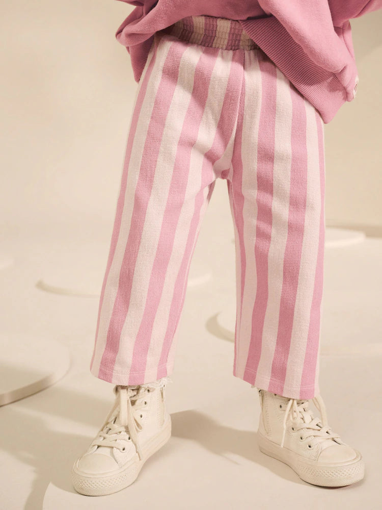 |Girl| Calças Largas Listradas Rosa (3 meses a 7 anos)