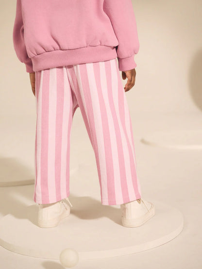 |Girl| Calças Largas Listradas Rosa (3 meses a 7 anos)