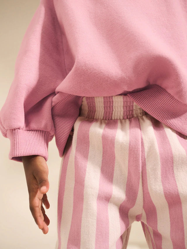 |Girl| Calças Largas Listradas Rosa (3 meses a 7 anos)