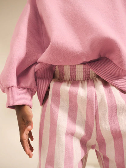 |Girl| Calças Largas Listradas Rosa (3 meses a 7 anos)