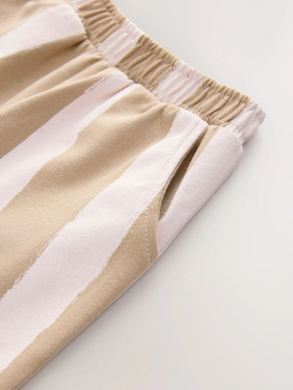 |Girl| Calças Largas Com Listras Neutras (3 meses a 7 anos)