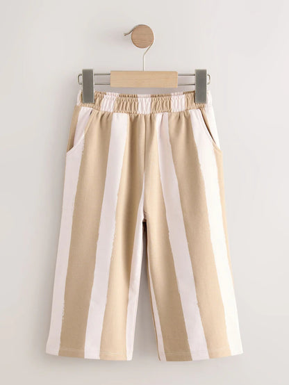 |Girl| Calças Largas Com Listras Neutras (3 meses a 7 anos)