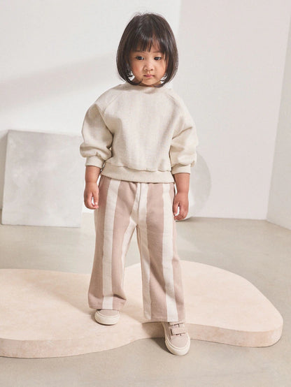 |Girl| Calças Largas Com Listras Neutras (3 meses a 7 anos)