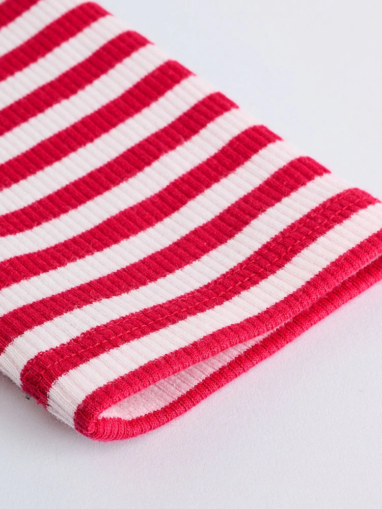 |BigGirl| Blusa Canelada Manga Comprida Vermelha/Rosa (3-16 anos)