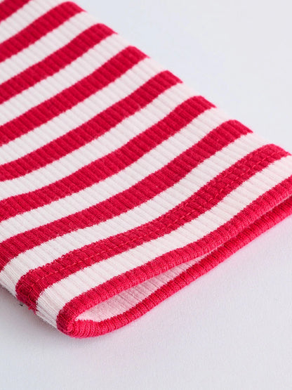 |BigGirl| Blusa Canelada Manga Comprida Vermelha/Rosa (3-16 anos)