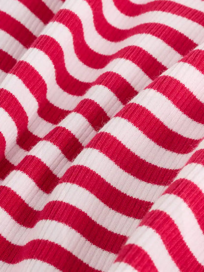 |BigGirl| Blusa Canelada Manga Comprida Vermelha/Rosa (3-16 anos)