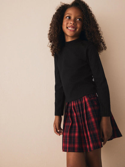 |BigGirl| Blusa Preta De Gola Alta e Manga Comprida (3-16 anos)