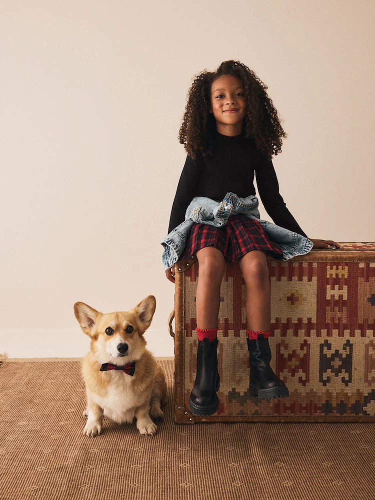 |BigGirl| Blusa Preta De Gola Alta e Manga Comprida (3-16 anos)