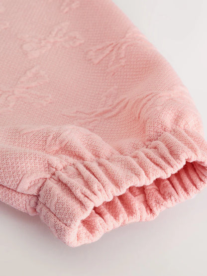 |BigGirl| Blusa De Manga Comprida Com Laço Texturizado Rosa (3-16 anos)